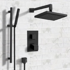 Matte Black Thermostatic Shower System with Handheld, Rain Shower Head, Shower Faucet Set